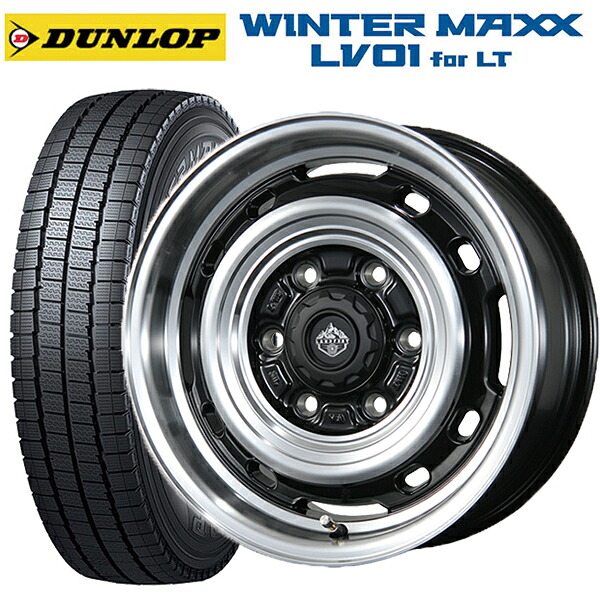 トヨタ ハイエース(200系)用 195/80R15 107/105N ダンロップ ウィンターマックス LV01 for VAN トピー ランドフット XFG GB/P 新品スタッドレスタイヤホイール 4本セット