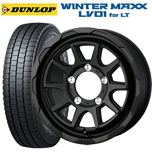 スズキ ジムニーノマド(JC74W)用 225/70R16 117/115N ダンロップ ウィンターマックス LV01 for VAN ウェッズ マッドヴァンス06 フルマットブラック 新品スタッドレスタイヤホイール 4本セット