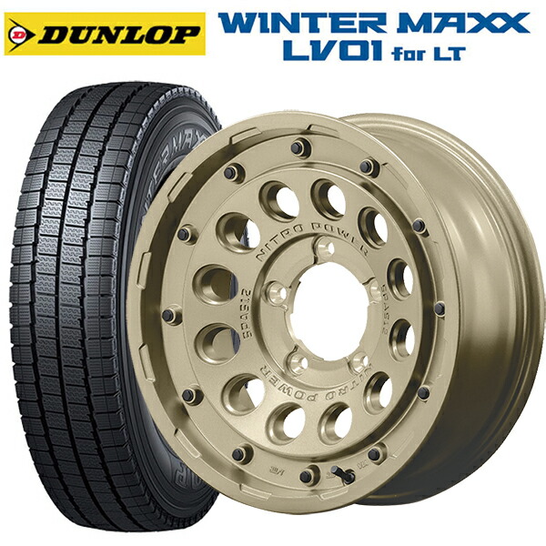 スズキ ジムニーノマド(JC74W)用 225/70R16 117/115N ダンロップ ウィンターマックス LV01 for VAN エムアイディー ナイトロパワー H12 ショットガン タクティカルエディション セミグロスサンドベージュ 新品スタッドレスタイヤホイール 4本セット