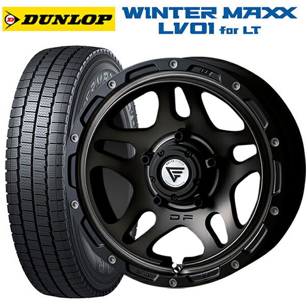 スズキ ジムニーノマド(JC74W)用 225/75R16 118/116N ダンロップ ウィンターマックス LV01 for VAN エクシズルライン デルタフォース オーバーランダー マットスモークポリッシュ 新品スタッドレスタイヤホイール 4本セット