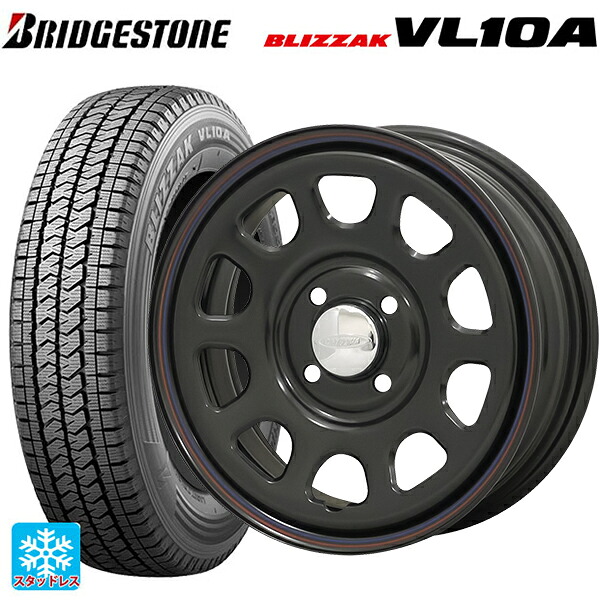 2025年製 155/80R14 88/86N ブリヂストン ブリザック VL10A 正規品 モリタ デイトナズ ブラック(レッド/ブルーライン) 14-6J 国産車用 スタッドレスタイヤホイール4本セット