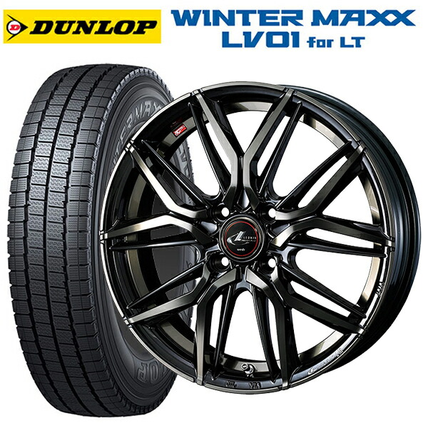 トヨタ プロボックス(160系)用 155/80R14 88/86N ダンロップ ウィンターマックス LV01 for VAN ウェッズ レオニス LM PBMC/TI 新品スタッドレスタイヤホイール 4本セット