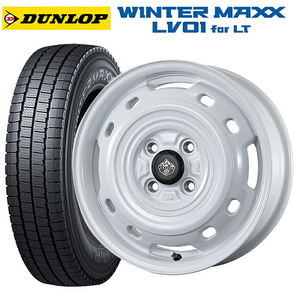 145/80R12 80/78N ダンロップ ウィンターマックス LV01 for VAN トピー ランドフット XFG WH 12-3.5J 国産車用 スタッドレスタイヤホイール4本セット|タイヤホイール専門店コニシタイヤ