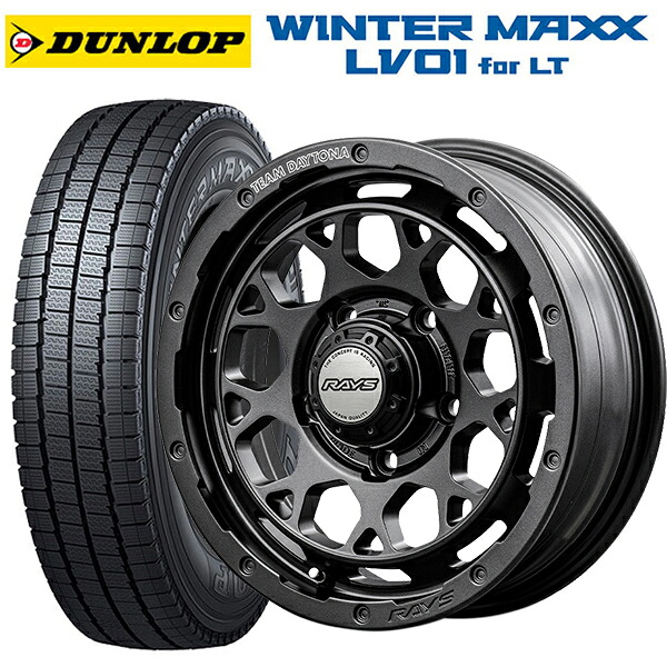 スズキ ジムニー(64系)用 185/85R16 111/109N ダンロップ ウィンターマックス LV01 for VAN レイズ チームデイトナ M9+ スペックm # AOJ 新品スタッドレスタイヤホイール 4本セット|タイヤホイール専門店コニシタイヤ
