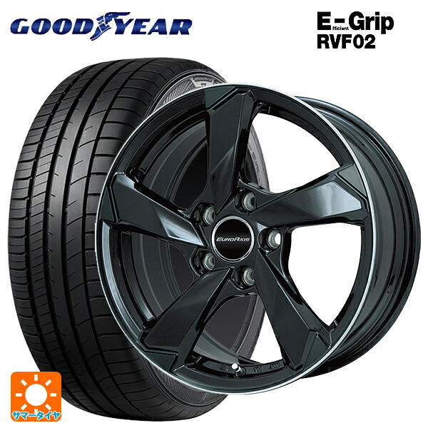 プジョー 5008(P8系)用 225/60R17 99H グッドイヤー エフィシェントグリップ RVF02 ユーロアクシス クロスエッジ グロスブラック/リムポリッシュ 新品サマータイヤホイール 4本セット