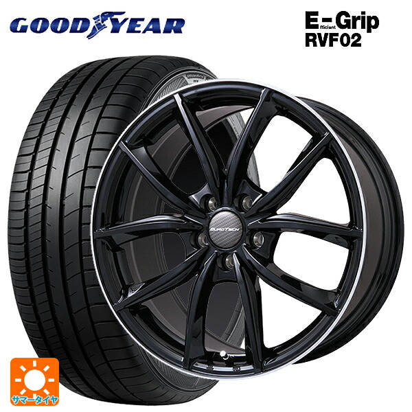 プジョー 5008(P8系)用 225/55R18 102V XL グッドイヤー エフィシェントグリップ RVF02 ユーロテック VPライン グロスブラック/リムポリッシュ 新品サマータイヤホイール 4本セット