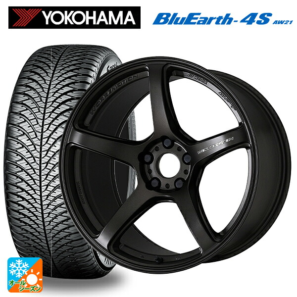 225/50R18 99W XL ヨコハマ ブルーアース4S AW21 # ワーク エモーション T5R MGK 18-7.5J 国産車用 オールシーズンタイヤホイール4本セット