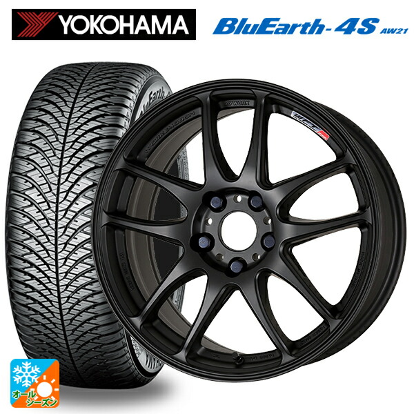 225/50R18 99W XL ヨコハマ ブルーアース4S AW21 # ワーク エモーション CR極 MBL 18-7.5J 国産車用 オールシーズンタイヤホイール4本セット