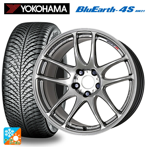 225/50R18 99W XL ヨコハマ ブルーアース4S AW21 # ワーク エモーション CR極 GTS 18-7.5J 国産車用 オールシーズンタイヤホイール4本セット