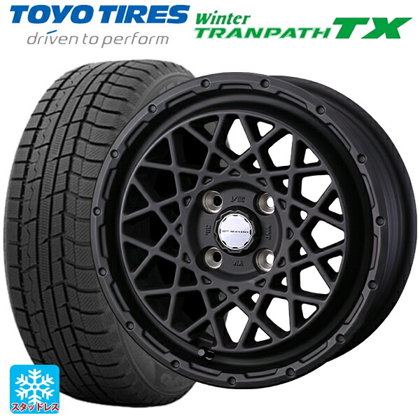 2024年製 165/65R14 79Q トーヨー ウインタートランパス TX # ウェッズ マッドヴァンス 09 FULL MAT BLACK 14-4.5J 国産車用 スタッドレスタイヤホイール4本セット