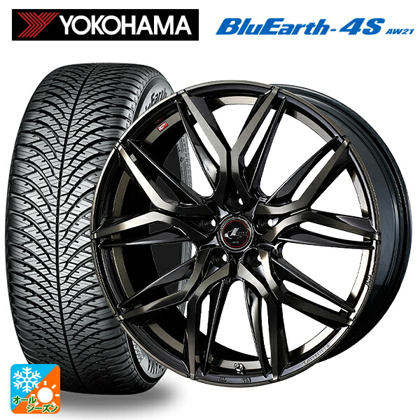 ホンダ ヴェゼル(RV系)用 225/50R18 99W XL ヨコハマ ブルーアース4S AW21 # ウェッズ レオニス LM PBMC/TI 新品オールシーズンタイヤホイール 4本セット