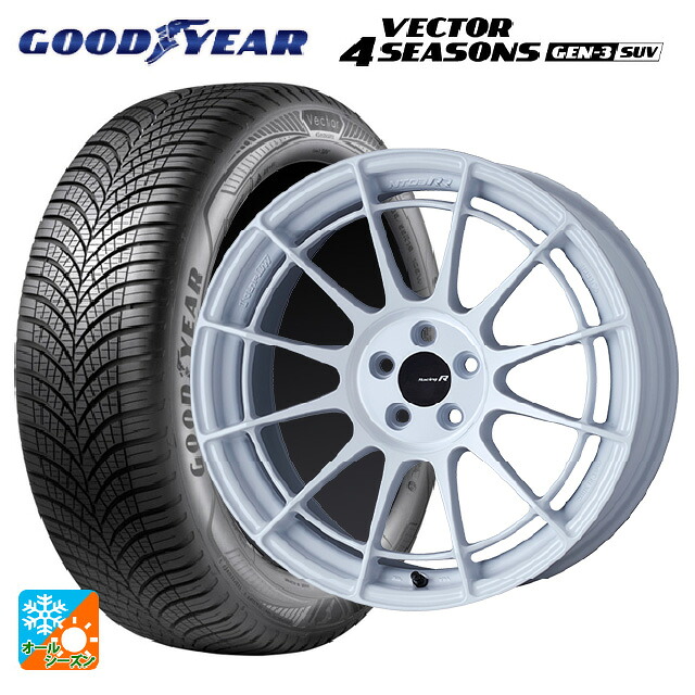 235/65R18 110V XL グッドイヤー ベクター4シーズンズ ジェン3 SUV エンケイ レーシングレボリューション NT03RR ホワイト 18-9J 国産車用 オールシーズンタイヤホイール4本セット｜タイヤホイール専門店コニシタイヤ