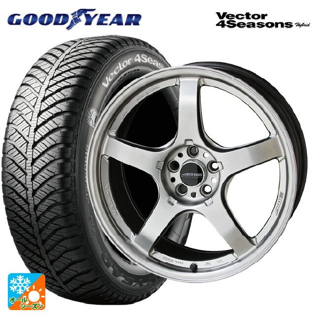 トヨタ アルファード(30系)用 235/50R18 101H XL グッドイヤー ベクターフォーシーズンズ ハイブリッド 共豊 トレーサー GTV MATT HYPER SILVER 新品オールシーズンタイヤホイール 4本セット