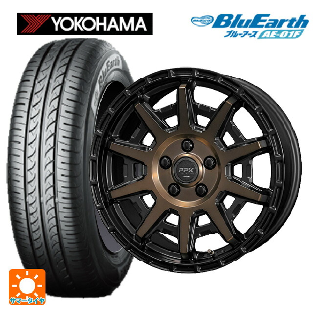 トヨタ シエンタ(10系)用 195/65R15 91H ヨコハマ ブルーアース AE01F 共豊 PPX D10X ブラック×ポリッシュ×マットブロンズクリア 新品サマータイヤホイール 4本セット