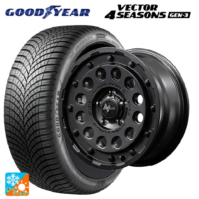 ニッサン キックス(P16系)用 215/65R16 102V XL グッドイヤー ベクター4シーズンズ ジェン3 エムアイディー ナイトロパワーH12 ショットガン バレルブラック 新品オールシーズンタイヤホイール 4本セット｜タイヤホイール専門店コニシタイヤ