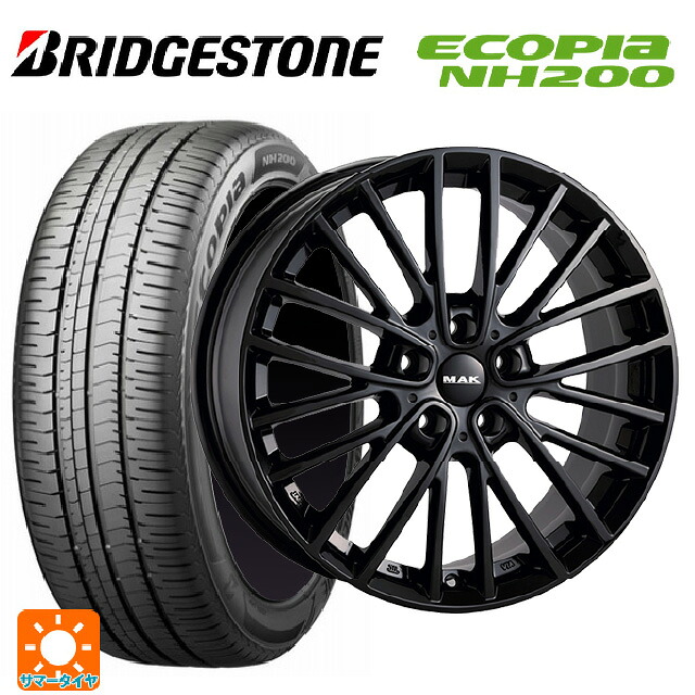 ミニ エースマン(J05)用 225/45R18 95W XL ブリヂストン エコピア NH200 正規品 阿部商会 マック チェルシー グロスブラック 新品サマータイヤホイール 4本セット