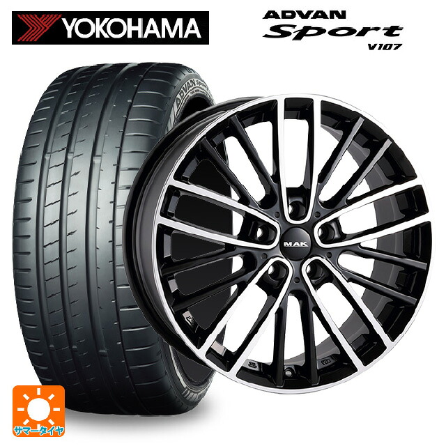 ミニ エースマン(J05)用 225/40R18 92Y XL ヨコハマ アドバンスポーツ V107 正規品 阿部商会 マック チェルシー ブラックミラー 新品サマータイヤホイール 4本セット