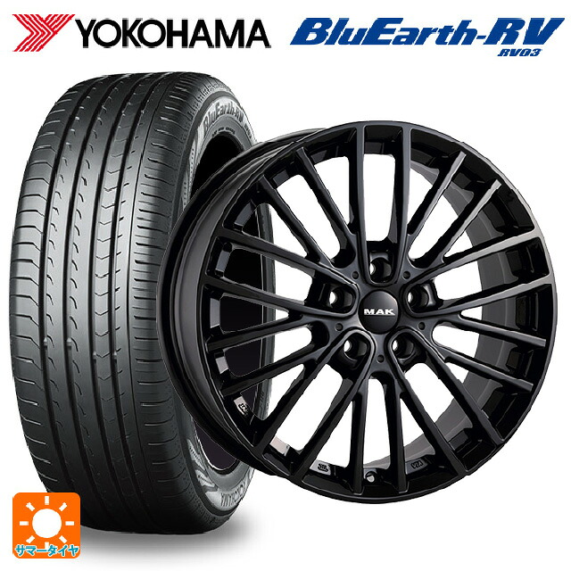 ミニ ミニクーパー(ガソリン車)(F66)用 215/45R17 91W XL ヨコハマ ブルーアース RV03 阿部商会 マック チェルシー グロスブラック 新品サマータイヤホイール 4本セット