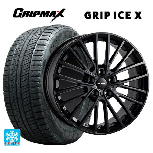 ミニ ミニクーパー(ガソリン車)(F66)用 215/45R17 91T XL グリップマックス グリップアイスX ブラックレター 阿部商会 マック チェルシー グロスブラック 新品スタッドレスタイヤホイール 4本セット
