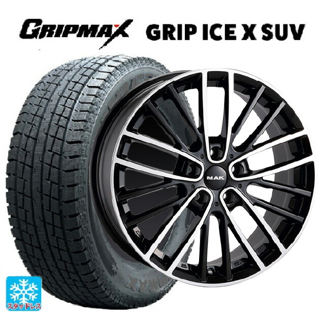 ミニ カントリーマン(U25)用 225/55R18 102H XL グリップマックス グリップアイスX SUV ブラックレター # 阿部商会 マック チェルシー ブラックミラー 新品スタッドレスタイヤホイール 4本セット|タイヤホイール専門店コニシタイヤ