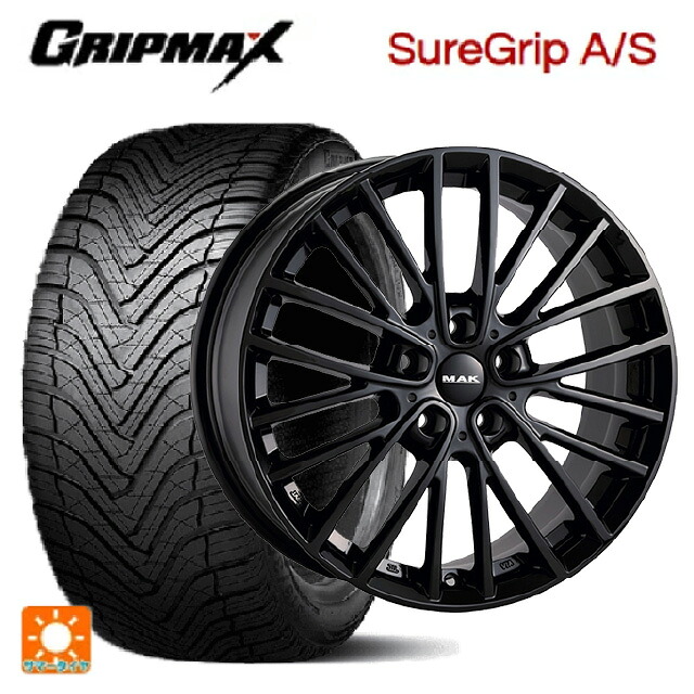 ミニ エースマン(J05)用 225/45R18 95W XL グリップマックス シュアグリップ A/S ブラックレター 阿部商会 マック チェルシー グロスブラック 新品オールシーズンタイヤホイール 4本セット