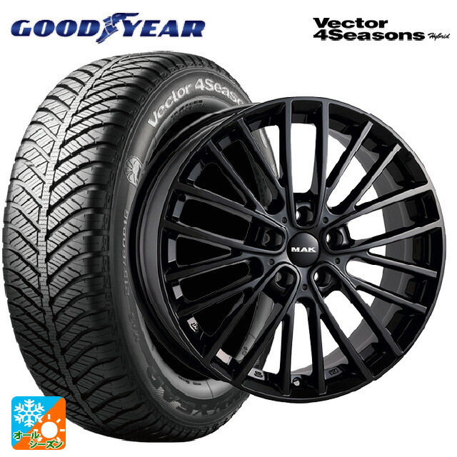 ミニ エースマン(J05)用 225/40R18 92H XL グッドイヤー ベクターフォーシーズンズ ハイブリッド 阿部商会 マック チェルシー グロスブラック 新品オールシーズンタイヤホイール 4本セット
