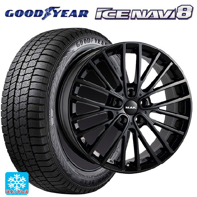 ミニ カントリーマン(U25)用 225/60R17 99Q グッドイヤー アイスナビ8 阿部商会 マック チェルシー # グロスブラック 新品スタッドレスタイヤホイール 4本セット