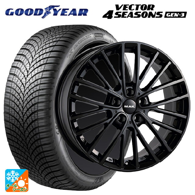 ミニ エースマン(J05)用 205/55R17 95V XL グッドイヤー ベクター4シーズンズ ジェン3 阿部商会 マック チェルシー # グロスブラック 新品オールシーズンタイヤホイール 4本セット