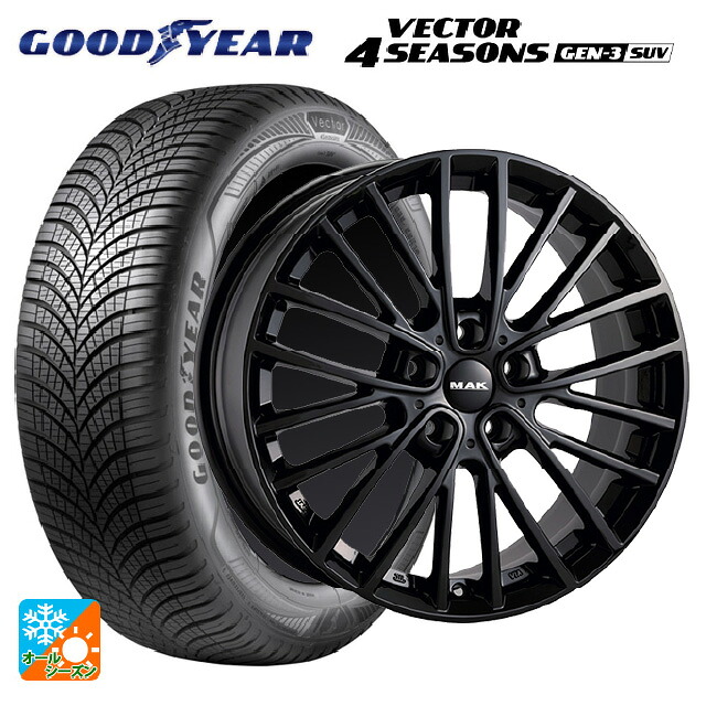 ミニ カントリーマン(U25)用 225/60R17 103V XL グッドイヤー ベクター4シーズンズ ジェン3 SUV 阿部商会 マック チェルシー # グロスブラック 新品オールシーズンタイヤホイール 4本セット