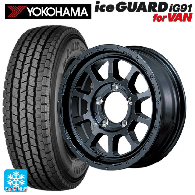 スズキ ジムニー(64系)用 185/85R16 111/109L ヨコハマ アイスガード IG91 for VAN エムアイディー ナイトロパワー M10 PERSHING バレルブラックエディション バレルブラック 新品スタッドレスタイヤホイール 4本セット|タイヤホイール専門店コニシタイヤ