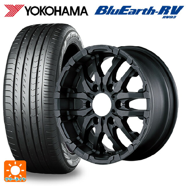 215/65R16 98H ヨコハマ ブルーアース RV03 # エムアイディー ナイトロパワー M26 クロスファング ブラストブラック 16-5.5J 国産車用 サマータイヤホイール4本セット