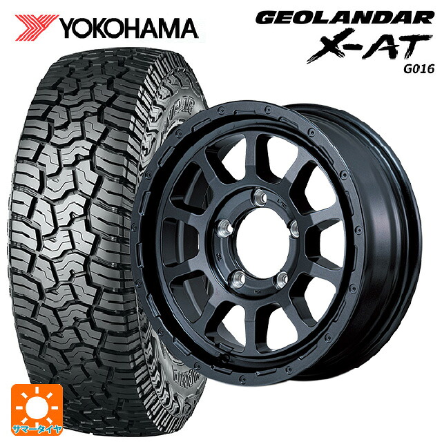 スズキ ジムニー(64系)用 215/70R16 100/97Q ヨコハマ ジオランダー X-AT G016 ブラックレター 正規品 エムアイディー ナイトロパワー M10 PERSHING バレルブラックエディション バレルブラック 新品サマータイヤホイール 5本セット
