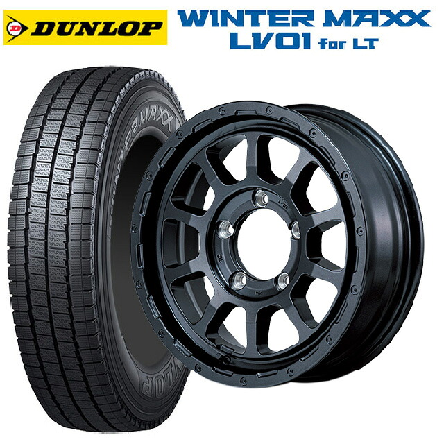 スズキ ジムニーノマド(JC74W)用 225/75R16 118/116N ダンロップ ウィンターマックス LV01 for VAN エムアイディー ナイトロパワー M10 PERSHING バレルブラックエディション バレルブラック 新品スタッドレスタイヤホイール 4本セット