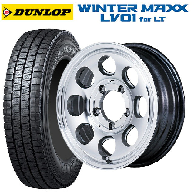 スズキ ジムニー(64系)用 185/85R16 111/109N ダンロップ ウィンターマックス LV01 for VAN エムアイディー ガルシア パーム8 メタリックグレー/ポリッシュ 新品スタッドレスタイヤホイール 4本セット