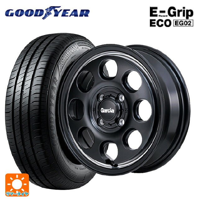 ミツビシ デリカミニ(4WD車)(B3系)用 165/60R15 77H グッドイヤー エフィシェントグリップ エコ EG02 エムアイディー ガルシア パーム8 セミグロスブラック/ウ゛ァーレイポリッシュ 新品サマータイヤホイール 4本セット