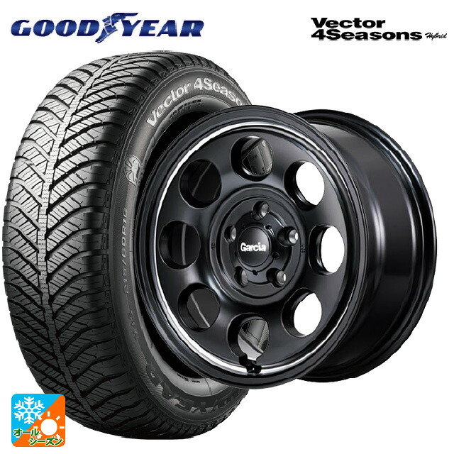 205/55R16 91H グッドイヤー ベクターフォーシーズンズ ハイブリッド エムアイディー ガルシア パーム8 セミグロスブラック/ウ゛ァーレイポリッシュ 16-7J 国産車用 オールシーズンタイヤホイール4本セット