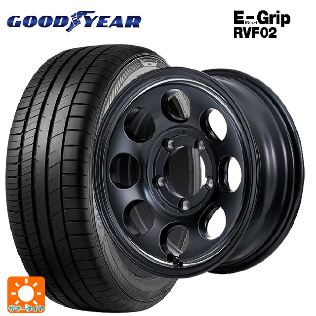 215/65R16 98H グッドイヤー エフィシェントグリップ RVF02 エムアイディー ガルシア パーム8 セミグロスブラック/ウ゛ァーレイポリッシュ 16-6J 国産車用 サマータイヤホイール4本セット
