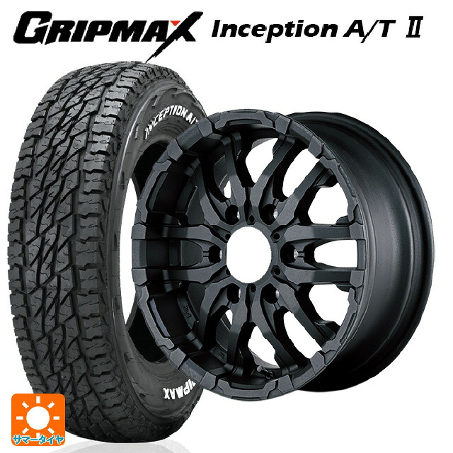 スズキ ジムニー(64系)用 175/80R16 91S グリップマックス インセプション A/T2 ホワイトレター エムアイディー ナイトロパワー M26 クロスファング ブラストブラック 新品サマータイヤホイール 4本セット