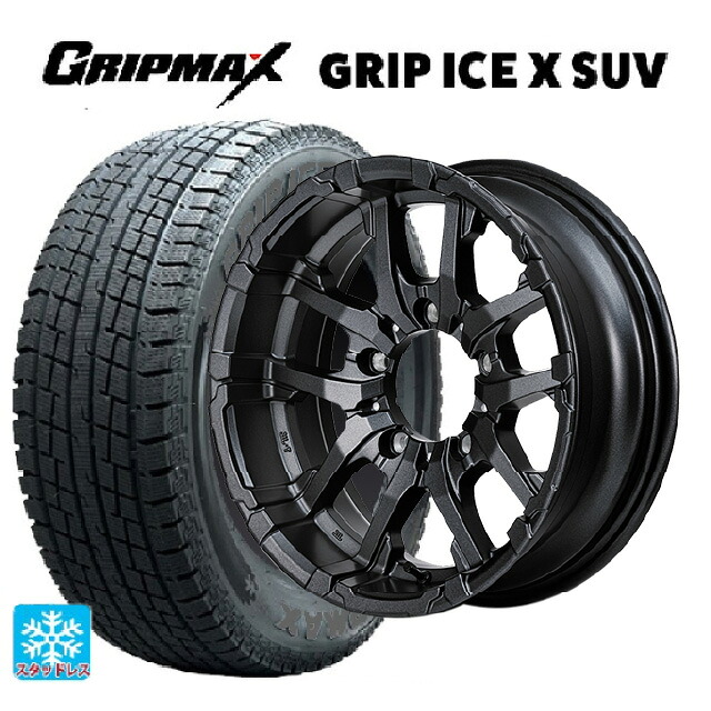 スズキ ジムニーシエラ(74系)用 215/70R16 100Q グリップマックス グリップアイスX SUV ブラックレター # エムアイディー ナイトロパワー M26 クロスファング バレルブラック/ドリルド 新品スタッドレスタイヤホイール 4本セット|タイヤホイール専門店コニシタイヤ