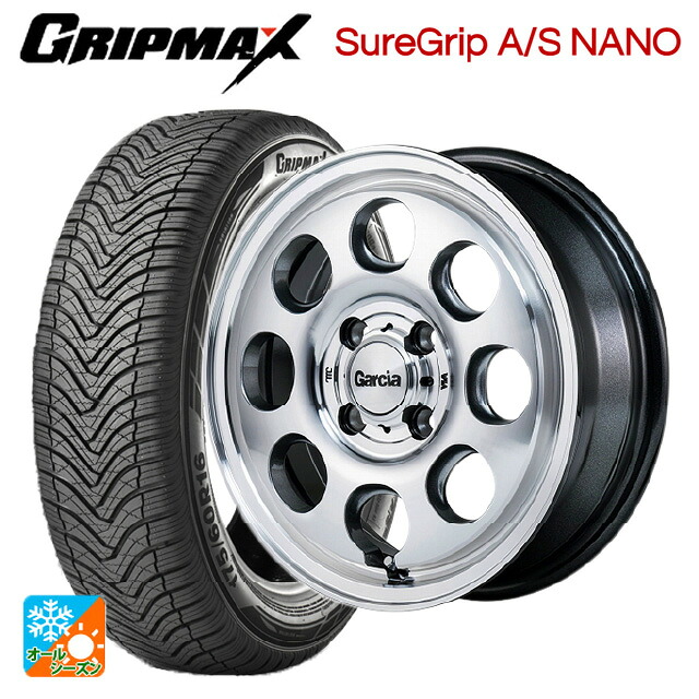 ミツビシ デリカミニ(4WD車)(B3系)用 165/65R15 81H グリップマックス シュアグリップ A/S ナノ ブラックレター エムアイディー ガルシア パーム8 メタリックグレー/ポリッシュ 新品オールシーズンタイヤホイール 4本セット