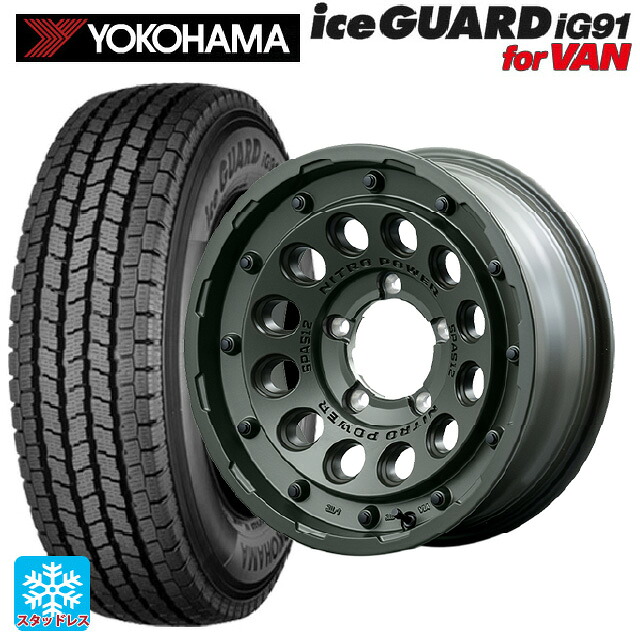スズキ ジムニーノマド(JC74W)用 225/75R16 118/116L ヨコハマ アイスガード IG91 for VAN エムアイディー ナイトロパワー H12 ショットガン タクティカルエディション セミグロスODグリーン 新品スタッドレスタイヤホイール 5本セット