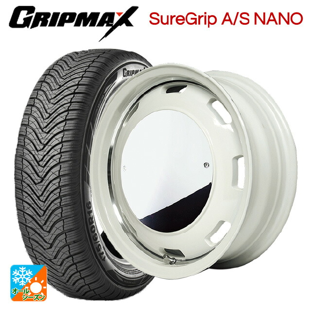 ダイハツ タフト(LA900/LA910)用 165/65R15 81H グリップマックス シュアグリップ A/S ナノ ブラックレター エムアイディー ガルシア シスコムーン WH 新品オールシーズンタイヤホイール 4本セット