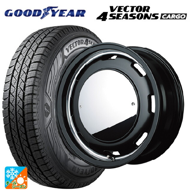 195/80R15 107/105N グッドイヤー ベクター4シーズンズ カーゴ エムアイディー ガルシア シスコムーン SB 15-6J 国産車用 オールシーズンタイヤホイール4本セット