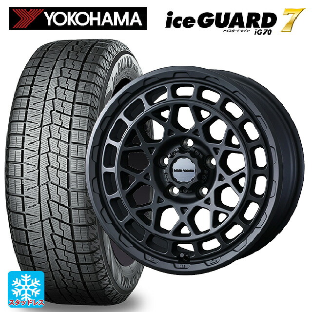 トヨタ プリウス(60系)用 195/65R16 92Q ヨコハマ アイスガード7(IG70) # ウェッズ マッドヴァンス X タイプM フルマットブラック 新品スタッドレスタイヤホイール 4本セット