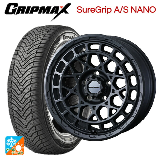 トヨタ アルファード(30系)用 225/60R17 99V グリップマックス シュアグリップ A/S ナノ ブラックレター ウェッズ マッドヴァンス X タイプM フルマットブラック 新品オールシーズンタイヤホイール 4本セット