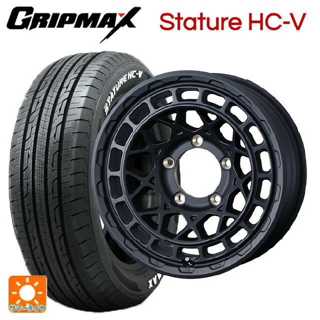 215/65R16 109/107S グリップマックス スタチャーHCV ホワイトレター ウェッズ マッドヴァンス X タイプM フルマットブラック 16-6J 国産車用 サマータイヤホイール4本セット