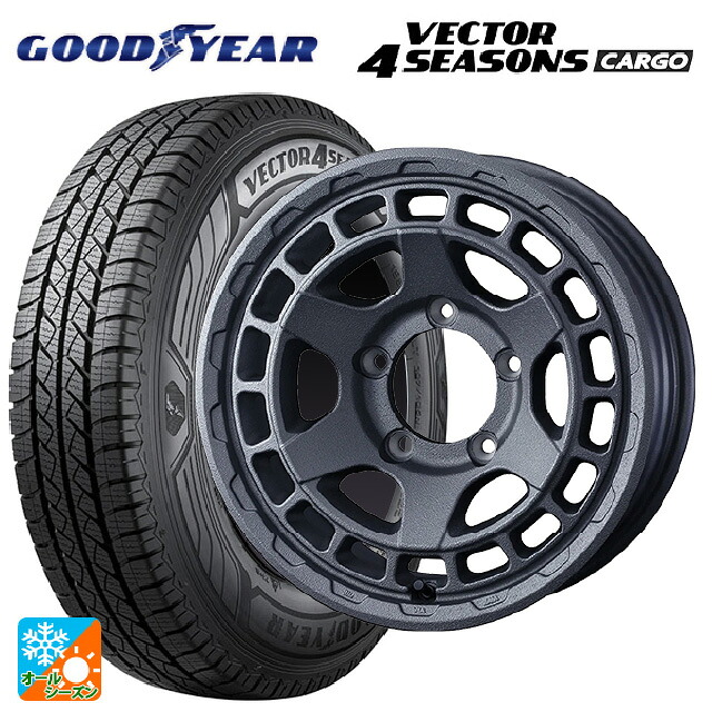 スズキ ジムニーシエラ(74系)用 195/80R15 107/105N グッドイヤー ベクター4シーズンズ カーゴ ウェッズ マッドヴァンス X タイプS フリントグレイ 新品オールシーズンタイヤホイール 5本セット|タイヤホイール専門店コニシタイヤ