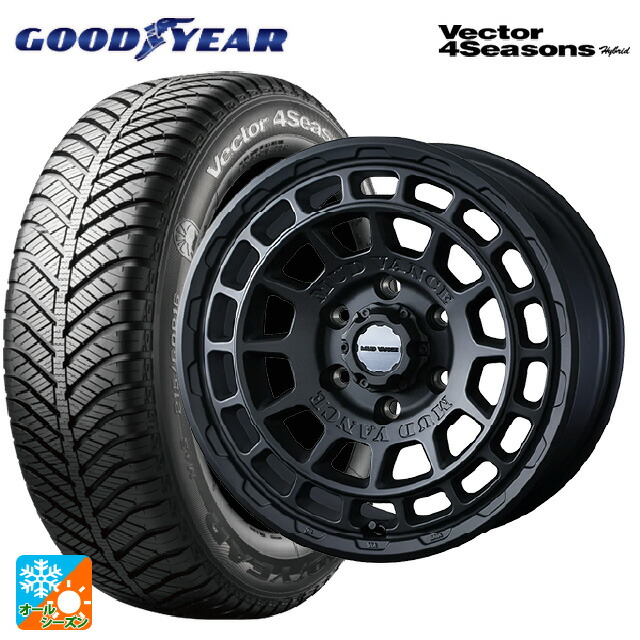トヨタ プリウス(60系)用 195/65R16 92H グッドイヤー ベクターフォーシーズンズ ハイブリッド ウェッズ マッドヴァンス X タイプF フルマットブラック 新品オールシーズンタイヤホイール 4本セット