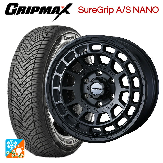 トヨタ アルファード(30系)用 225/60R17 99V グリップマックス シュアグリップ A/S ナノ ブラックレター ウェッズ マッドヴァンス X タイプF フルマットブラック 新品オールシーズンタイヤホイール 4本セット