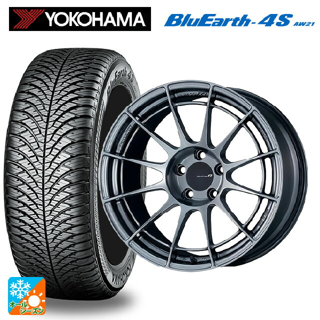 225/50R18 99W XL ヨコハマ ブルーアース4S AW21 # エンケイ レーシングレボリューション NT03RR ハイパーシルバー 18-8J 国産車用 オールシーズンタイヤホイール4本セット